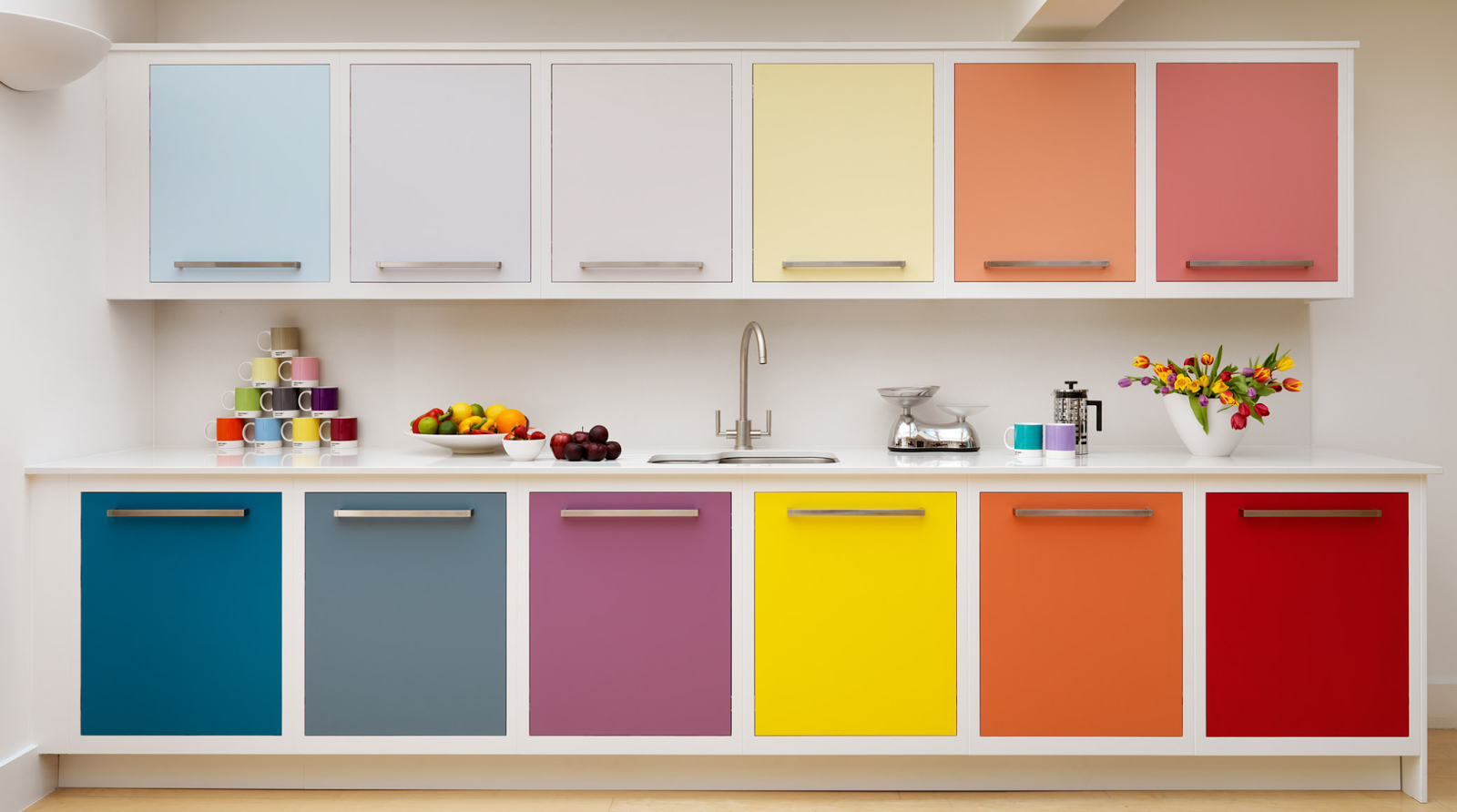 Как сочетать цвета фасадов кухни