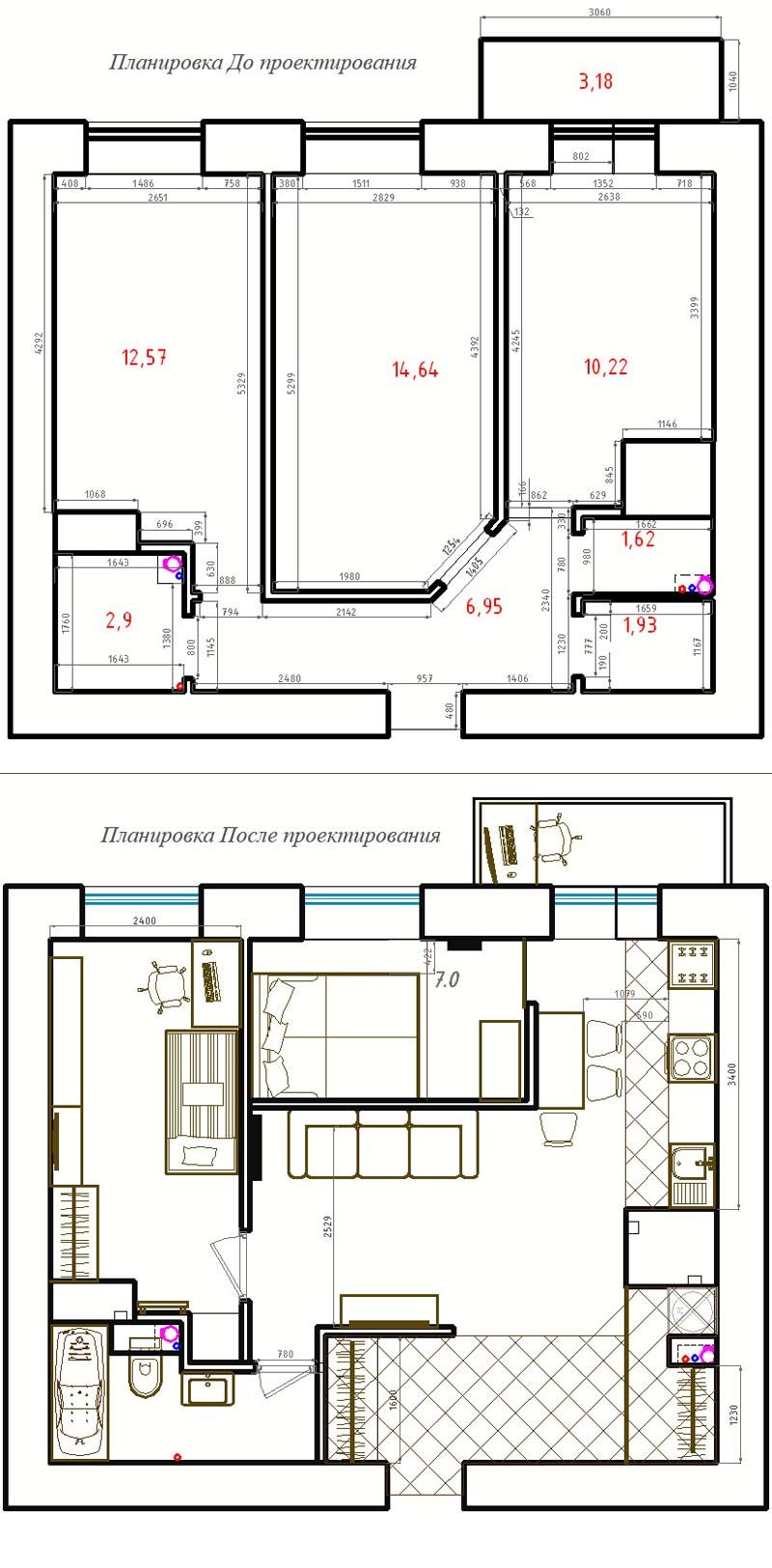 Перепланировка 2х комнатной квартиры в хрущевке кв м