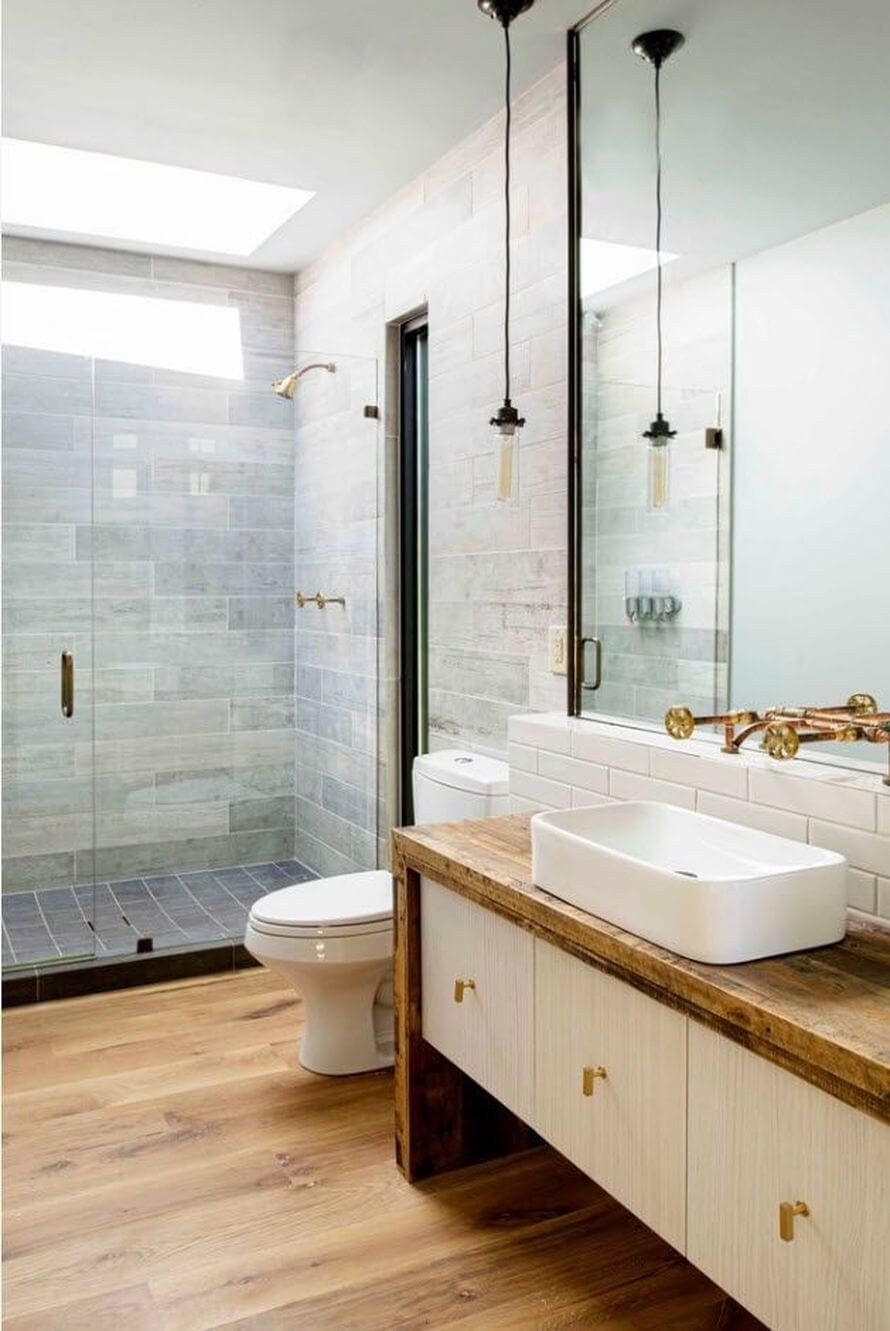 Ванная в стиле лофт с душевой