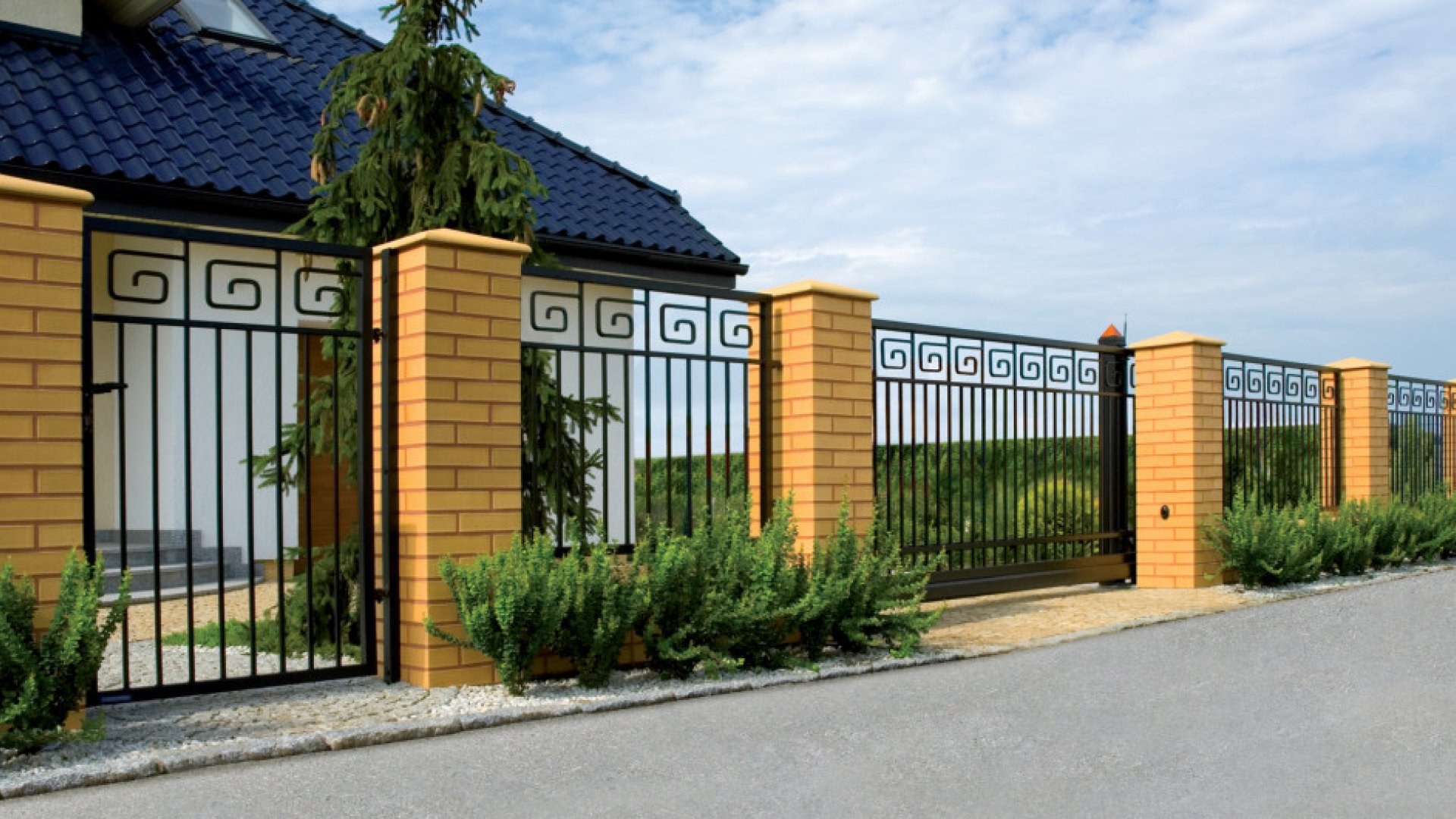 Забор и ворота для частного дома фото. Красивый забор. Ворота перед домом. Забор в частном доме. Красивый металлический забор.