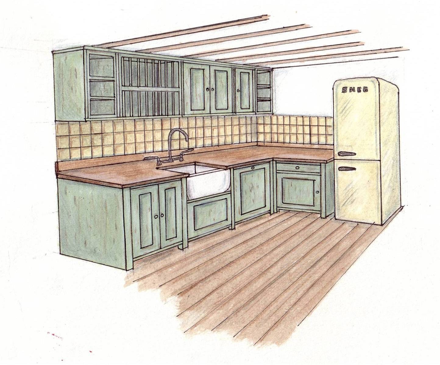 Зеленая кухня рисунок