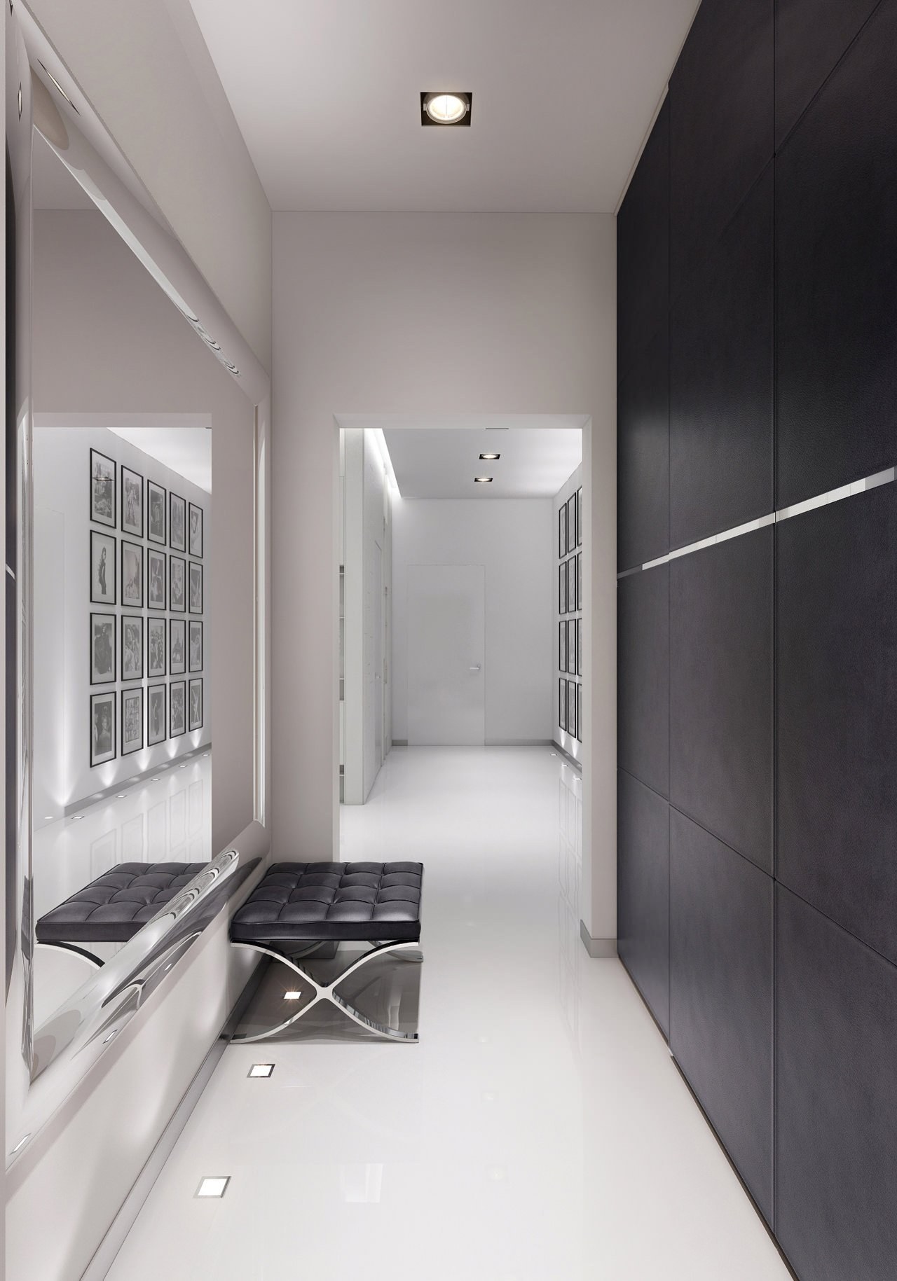 интерьер узкого коридора в квартире в современном стиле