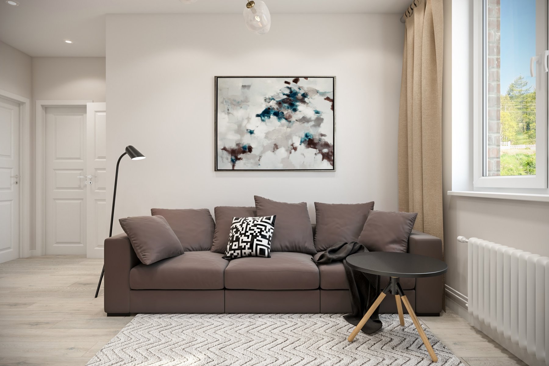 Светлая гостиная с темным диваном в интерьере (57 фото) - красивые картинкии HD фото