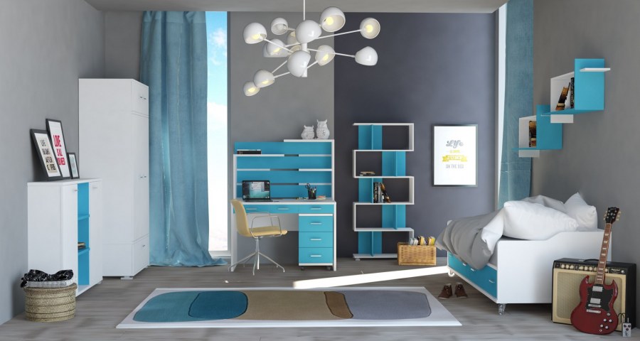 Стеллаж в комнату подростка