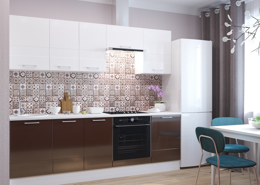 Кухня Люкс белый глянец Горизонт