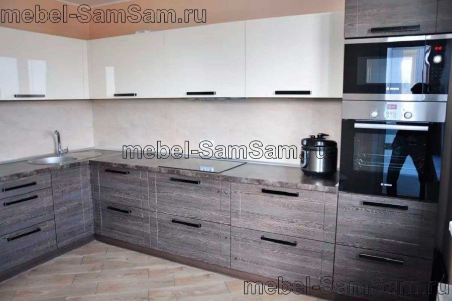 Кухонный гарнитур под дерево серый