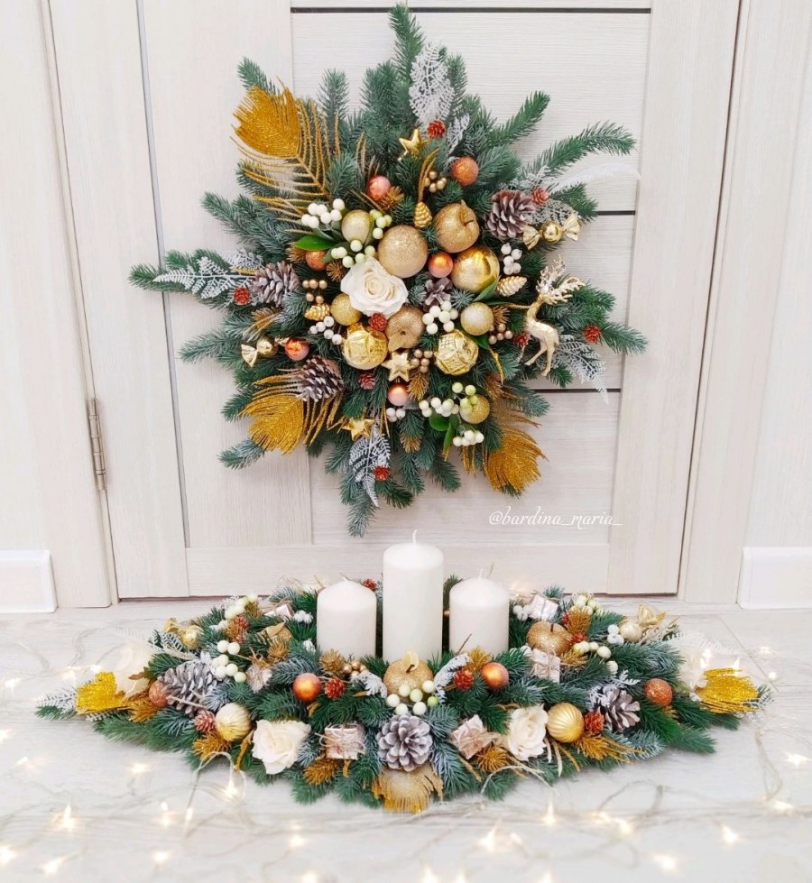 Новогодние композиции для украшения интерьера