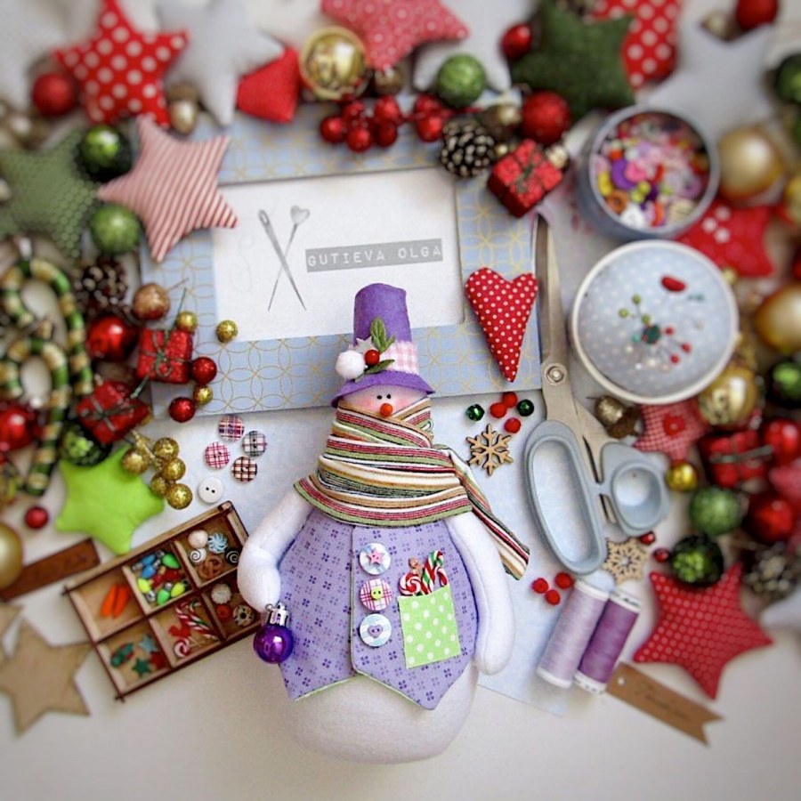 Текстильные новогодние Снеговики