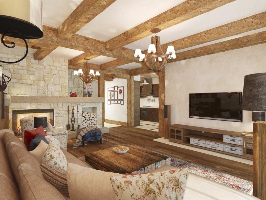 Потолок в стиле Шале