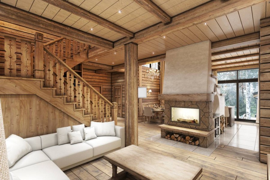 Визуализация интерьеров дома в стиле Шале. (Архитектор Лариса Лосева)