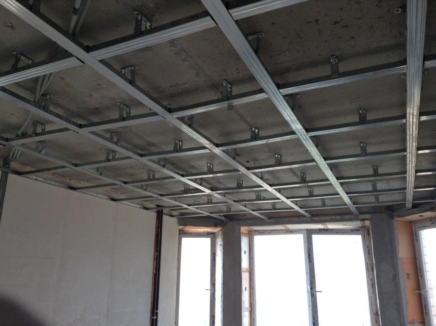 Монтаж потолка из ГКЛ