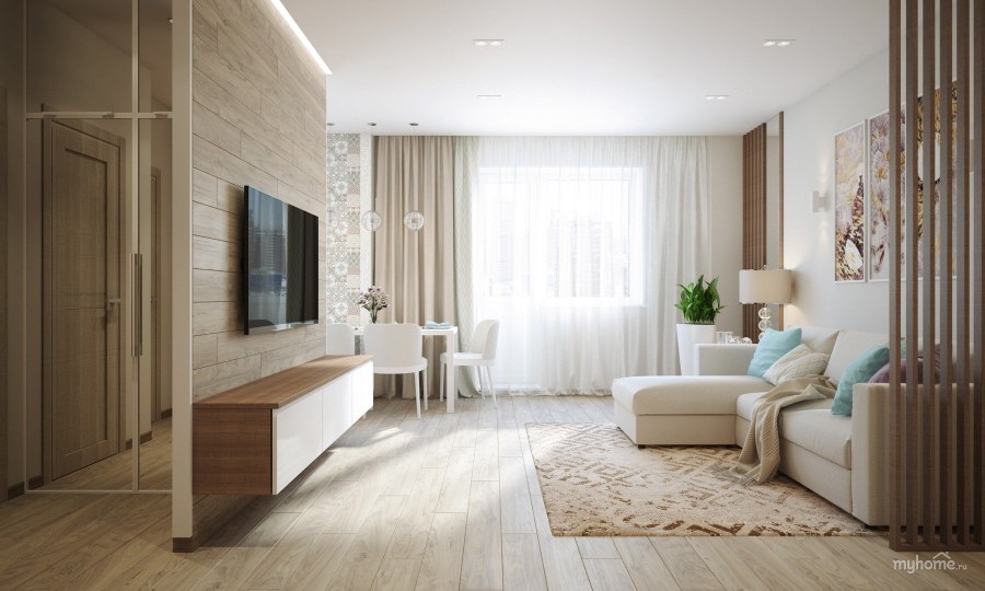 Интерьер двухкомнатной квартиры в светлых тонах