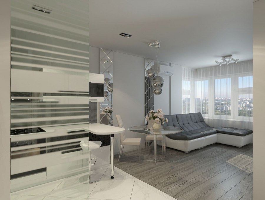 Студия в современном стиле в светлых тонах