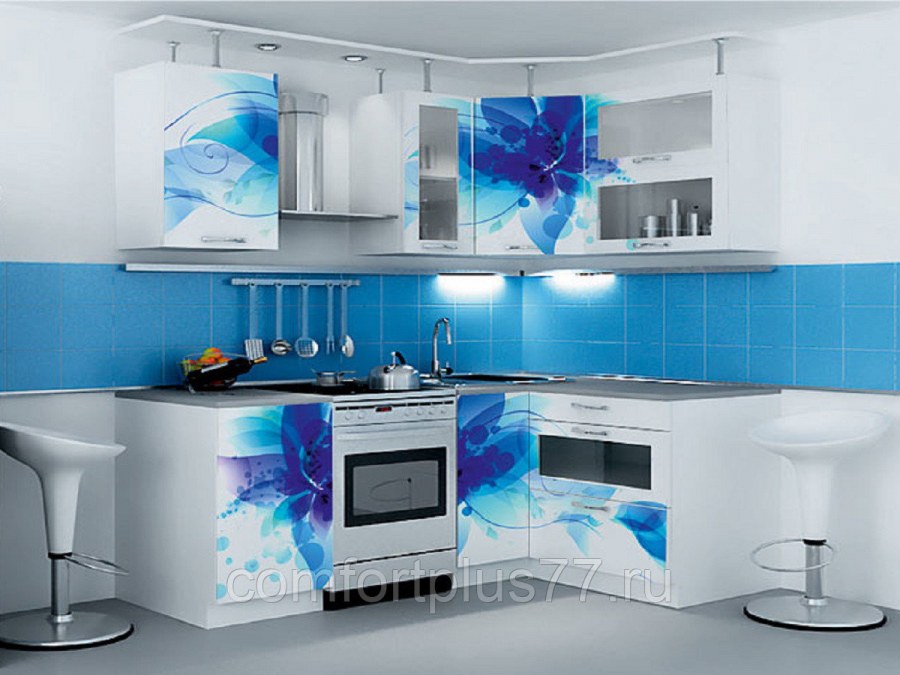 Угловые кухни с фотопечатью
