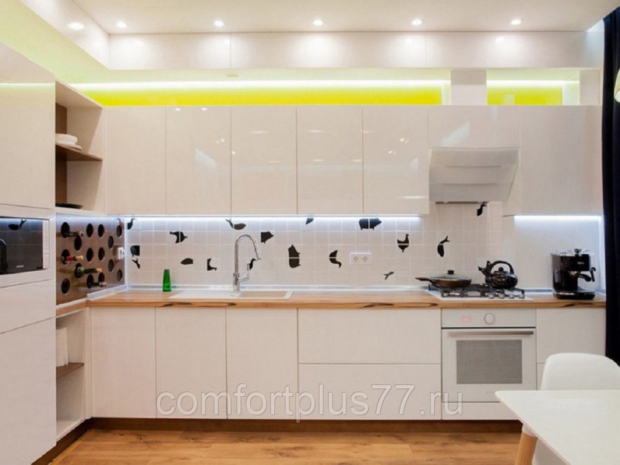 Белая акриловая кухня