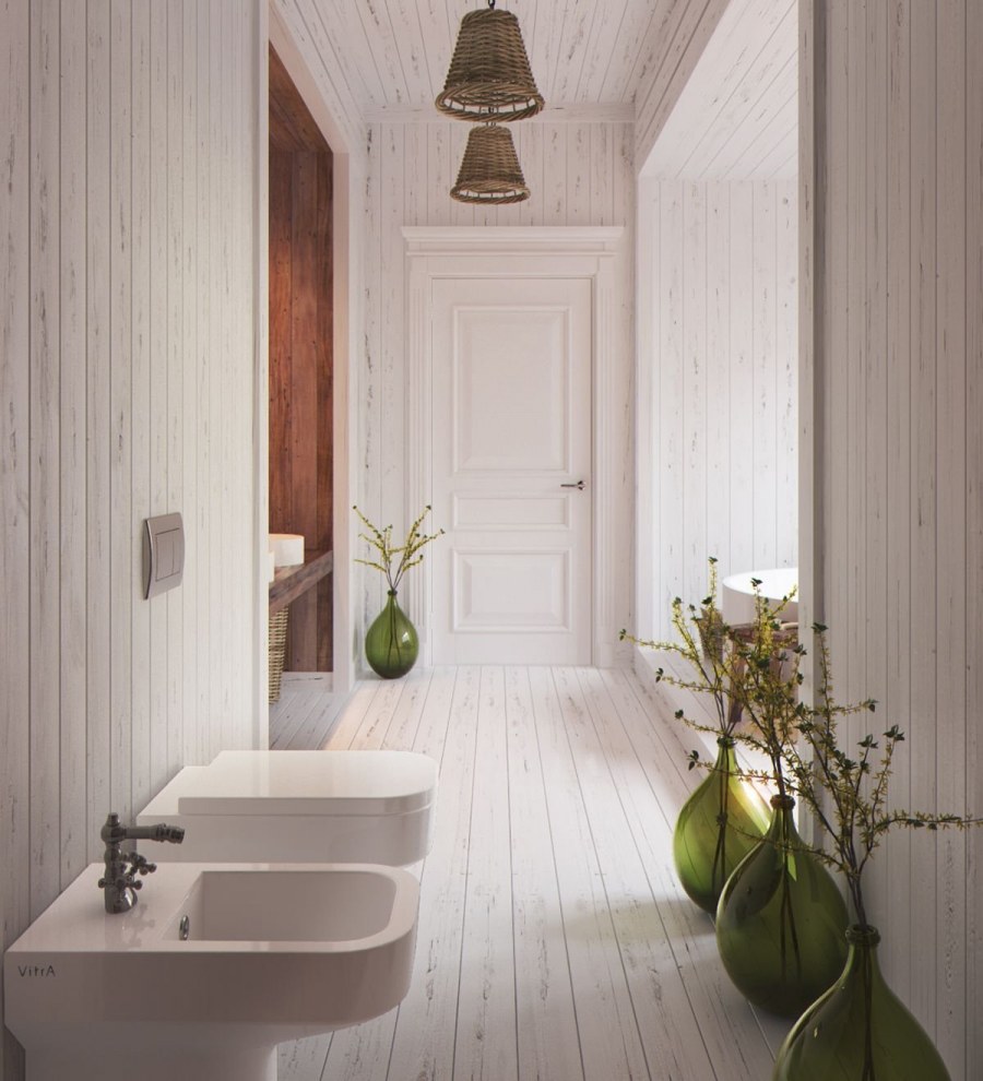 Белая вагонка в ванной