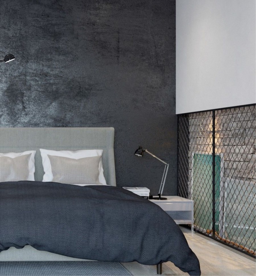 Брутализм спальня интерьер Павел Алексеев рейки