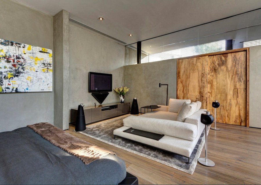 Бетон и дерево в интерьере квартиры