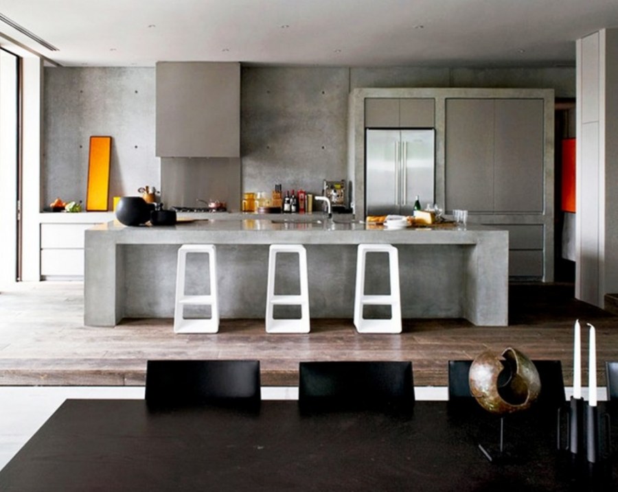 Микробетон в интерьере кухни