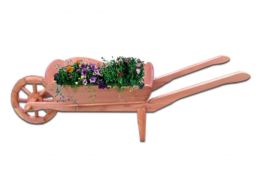 Деревянная тачка для цветов