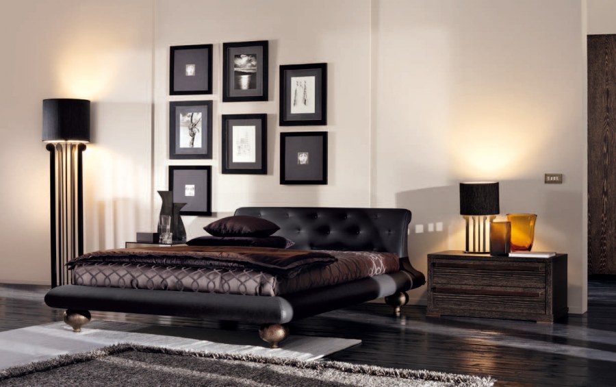 Черно белая спальня