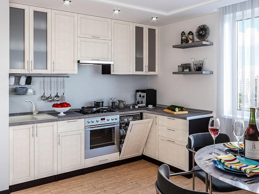 Угловая кухня Сканди-04 Cappuccino Softwood / венге