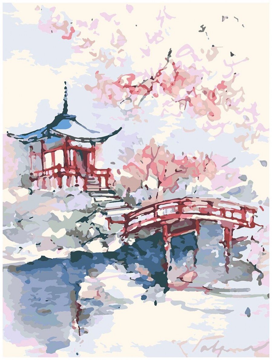 Китайская пагода акварелью пейзажи