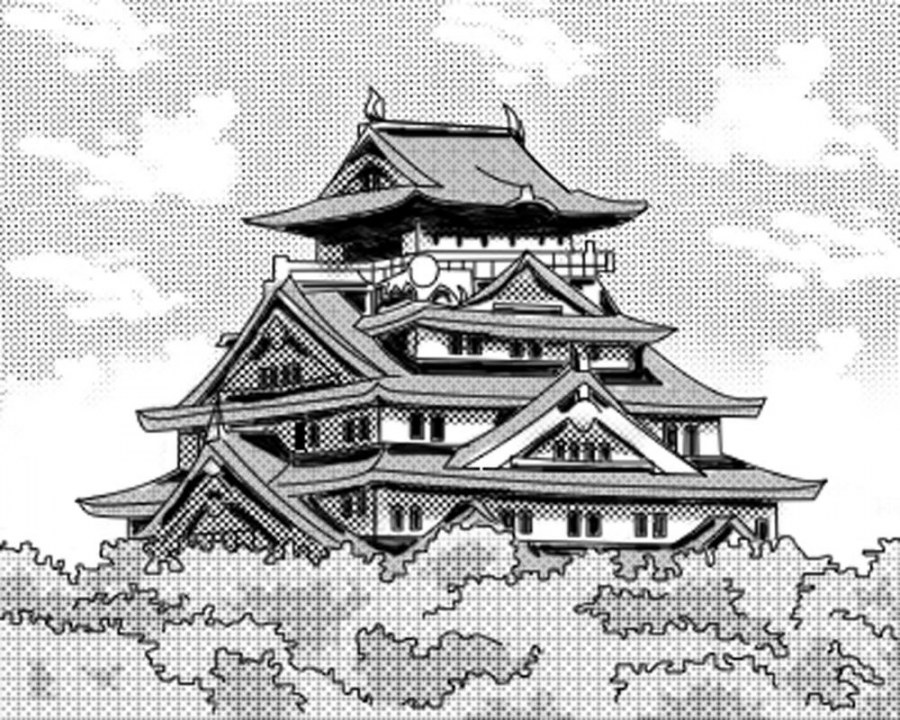 Японский храм карандашом