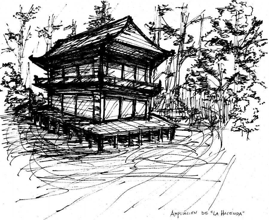 Скетч японские домики