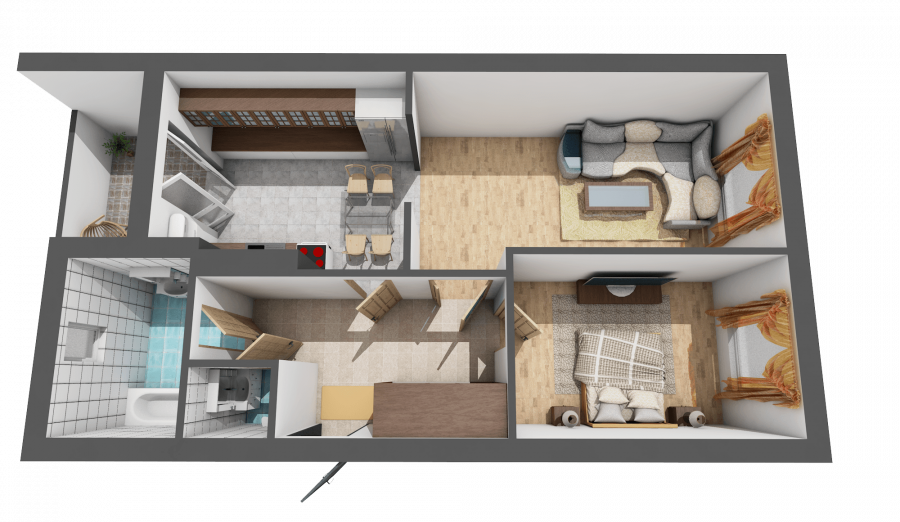 Перепланировка двухкомнатной квартиры 53 кв.м