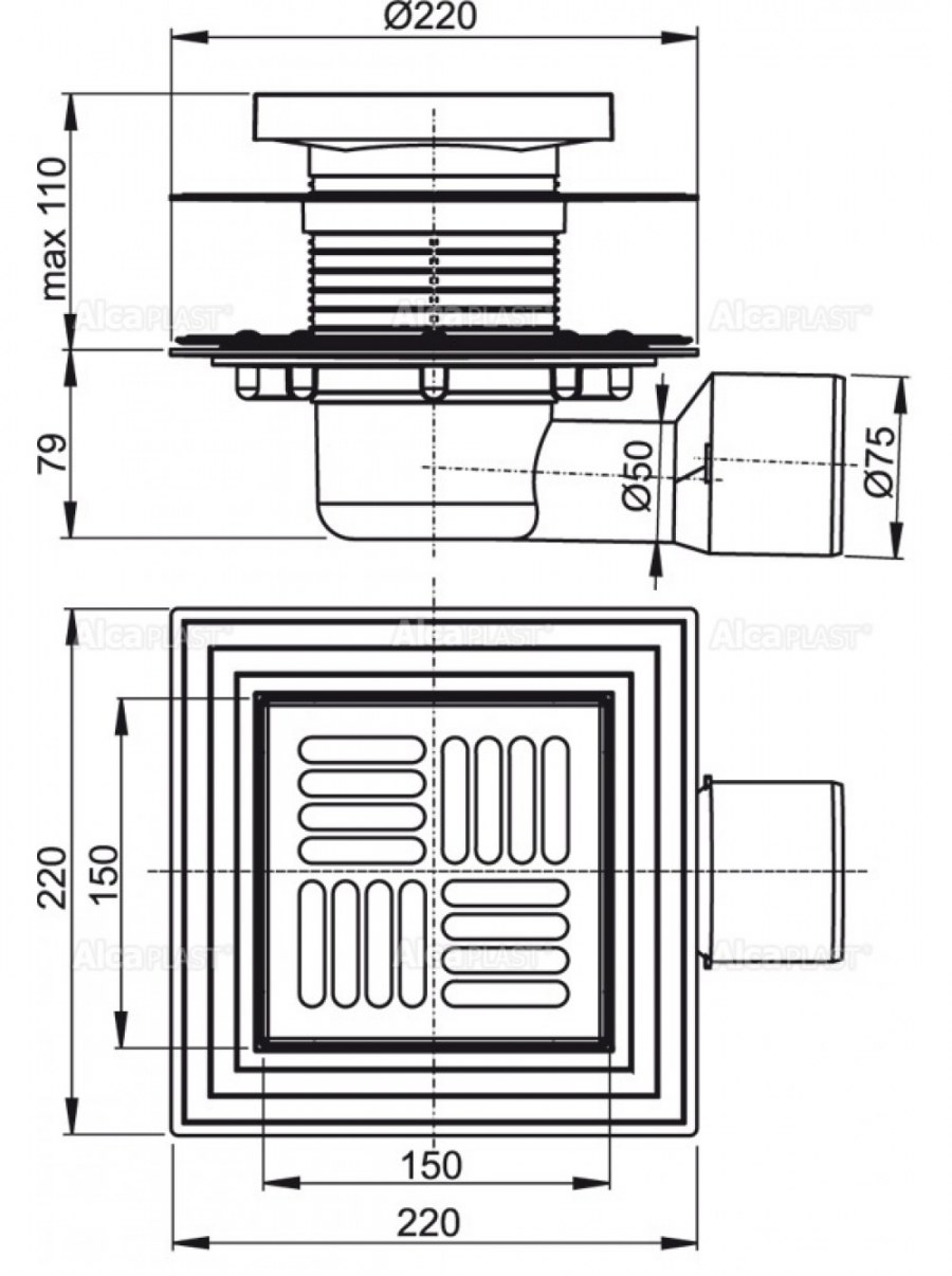 Душевой трап ALCAPLAST apv4444
