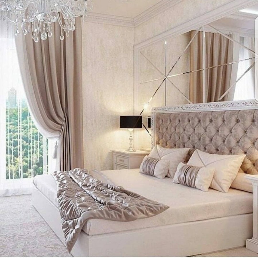 Интерьер спальни светлая классика 16 метров