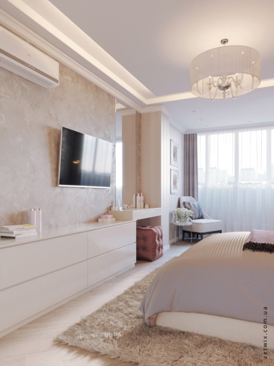 Интерьер спальни в светлых