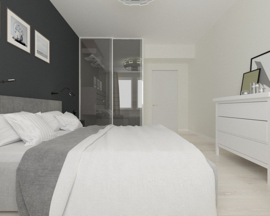 Спальня в серо белых тонах