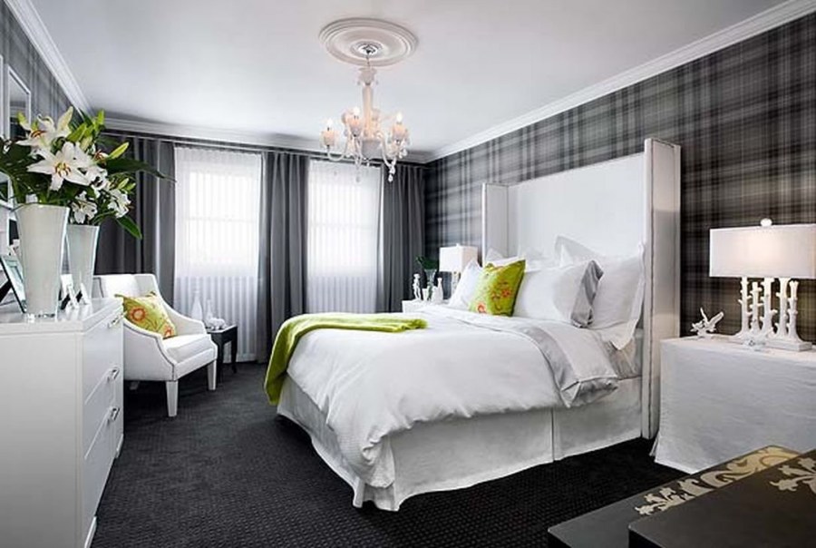 Интерьер серой спальни