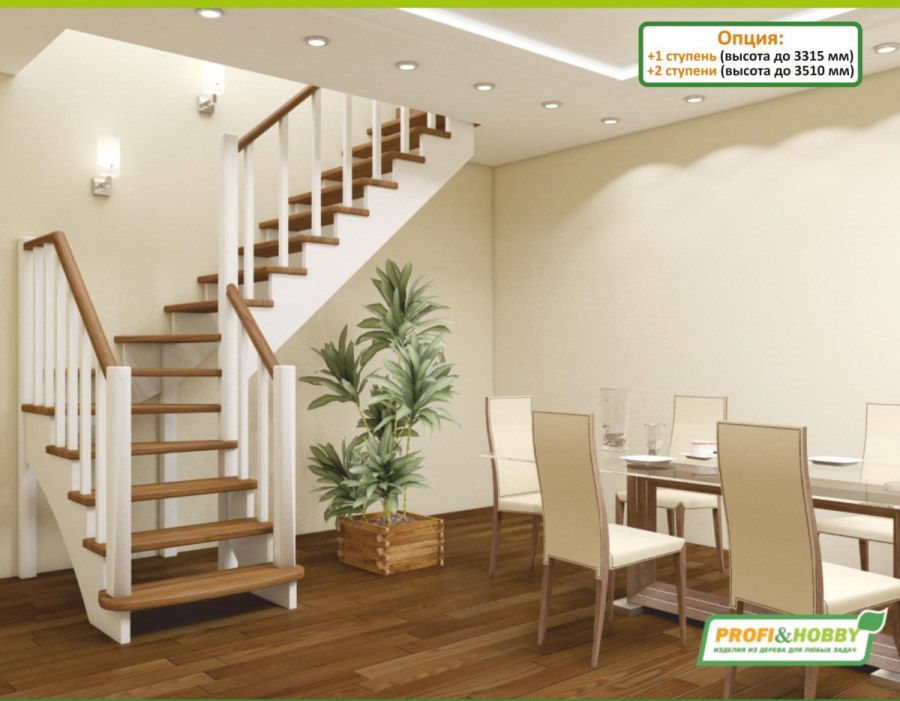 Лестница межэтажная деревянная с подступенками к-001/м/1