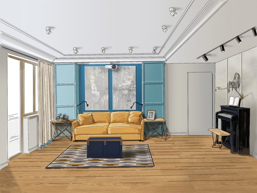 Скетч интерьера на планшете