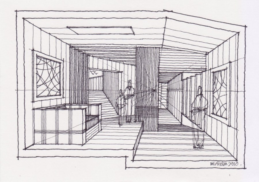 Фронтальная перспектива интерьера