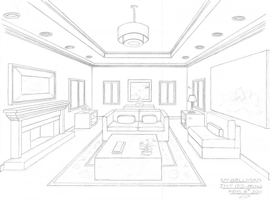 Перспектива интерьера комнаты