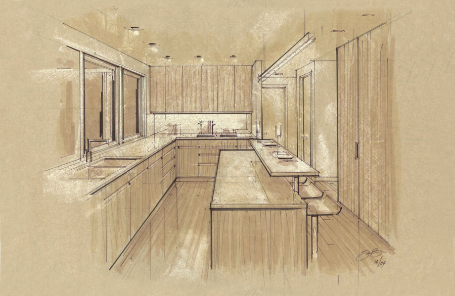 Угловая перспектива кухни