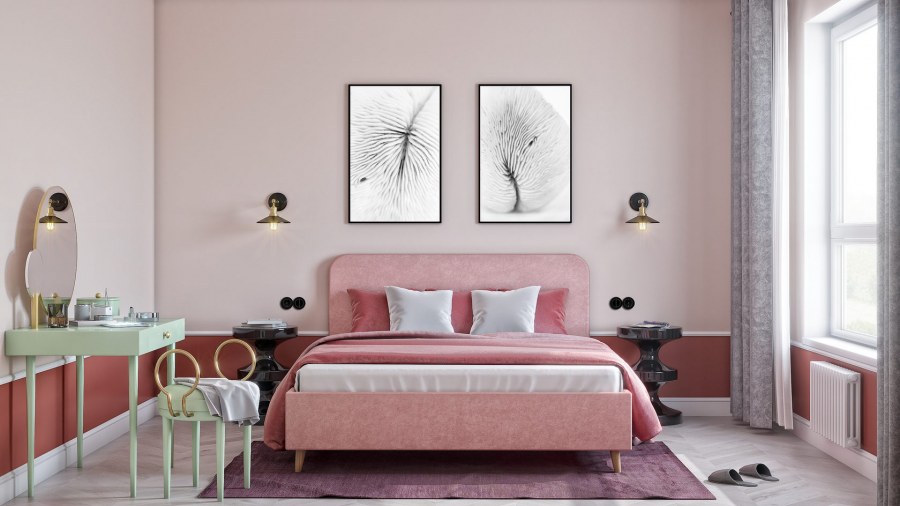 Комната с персиковыми стенами