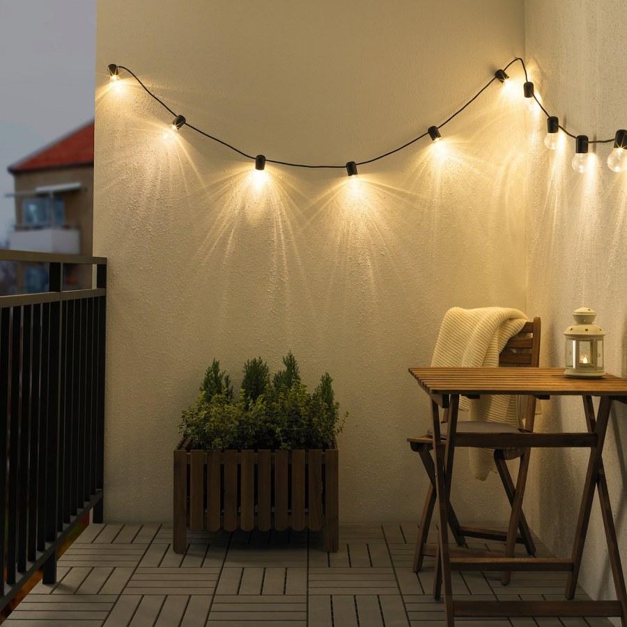 Svartrå СВАРТРО гирлянда, 12 светодиодов, черный/для сада