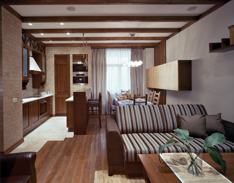 Гостиная столовая в загородном доме