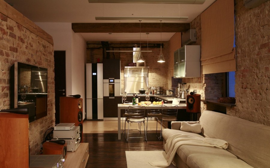 Балки в интерьере кухни