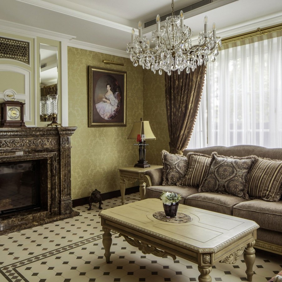 Планировка гостиной классика