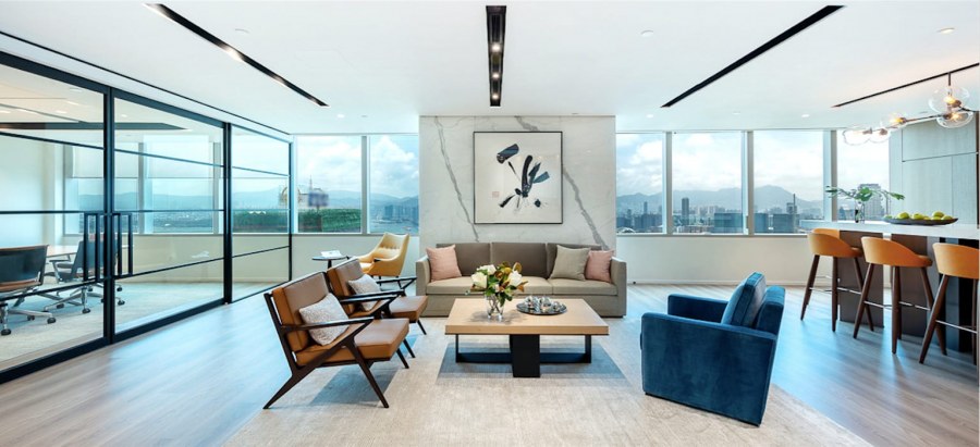 Стильный офис силиконовая Долина с видом на океан для Zoom