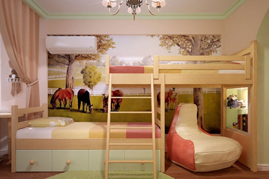 Дизайн детской комнаты для двух девочек