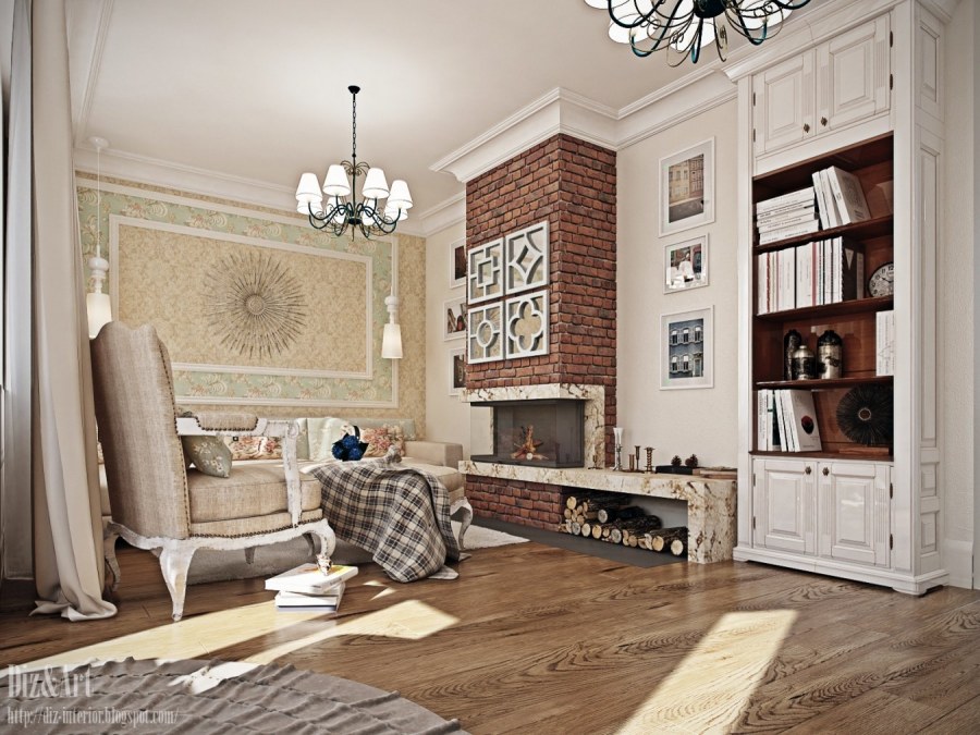 Интерьер гостиной в русском стиле