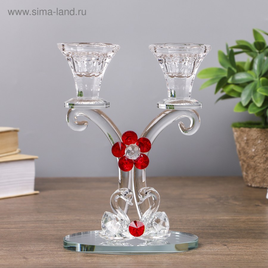 Стеклянный подсвечник с деревом