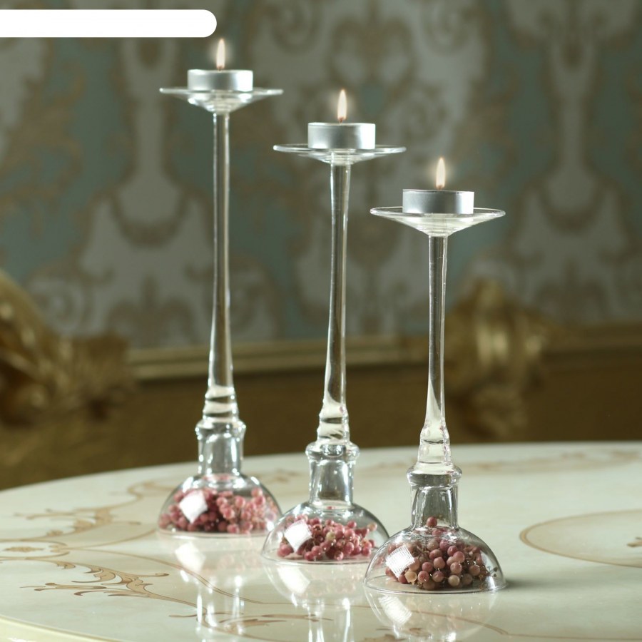 Подсвечник стекло набор 3 шт романтика свечей высота 26см 23 см 20 см